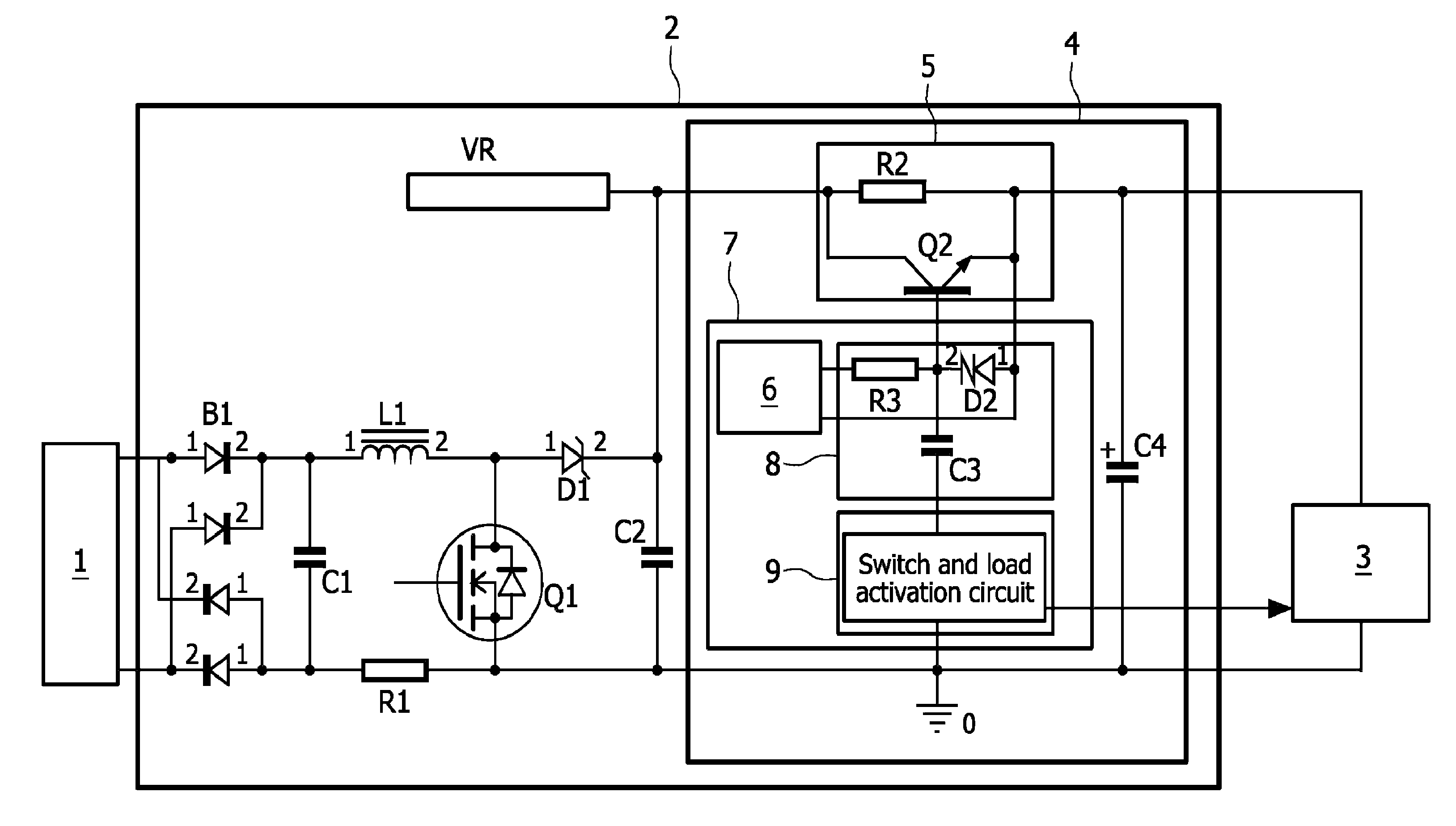 Inrush current limiter device and power factor control (PFC) circuit having an improved inrush current limiter device