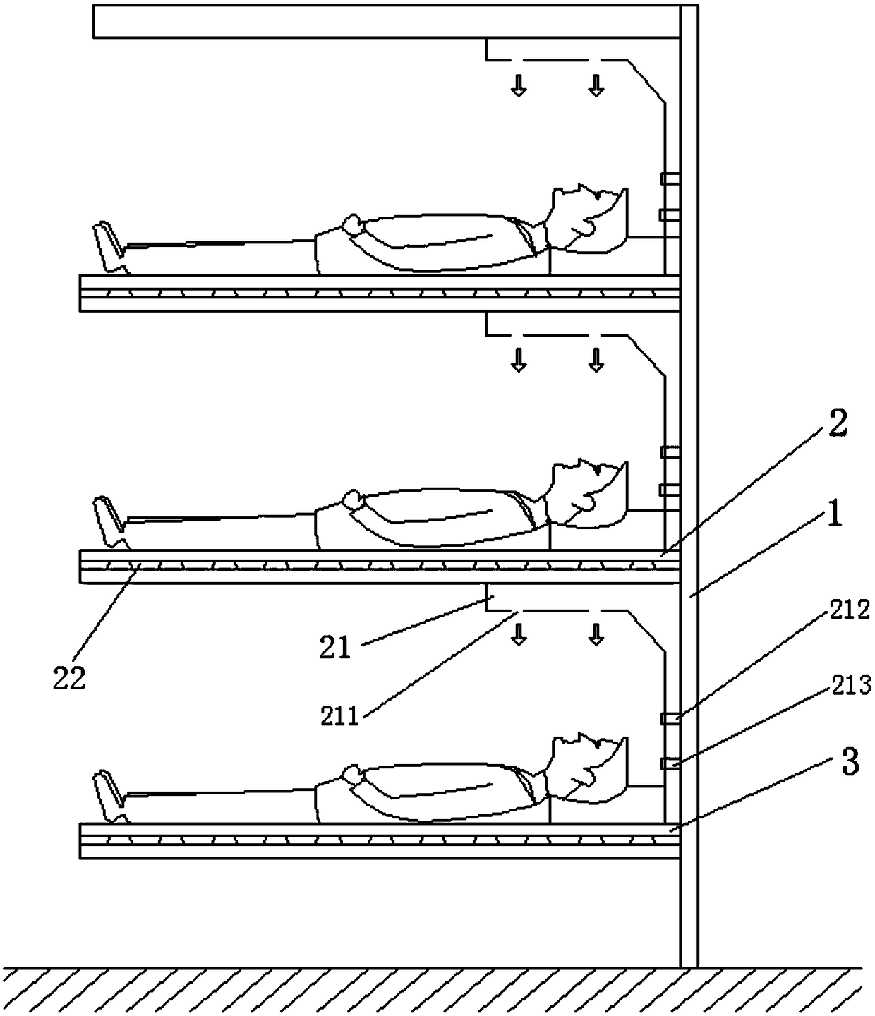 Method and device for humidifying the head of a train sleeper bed