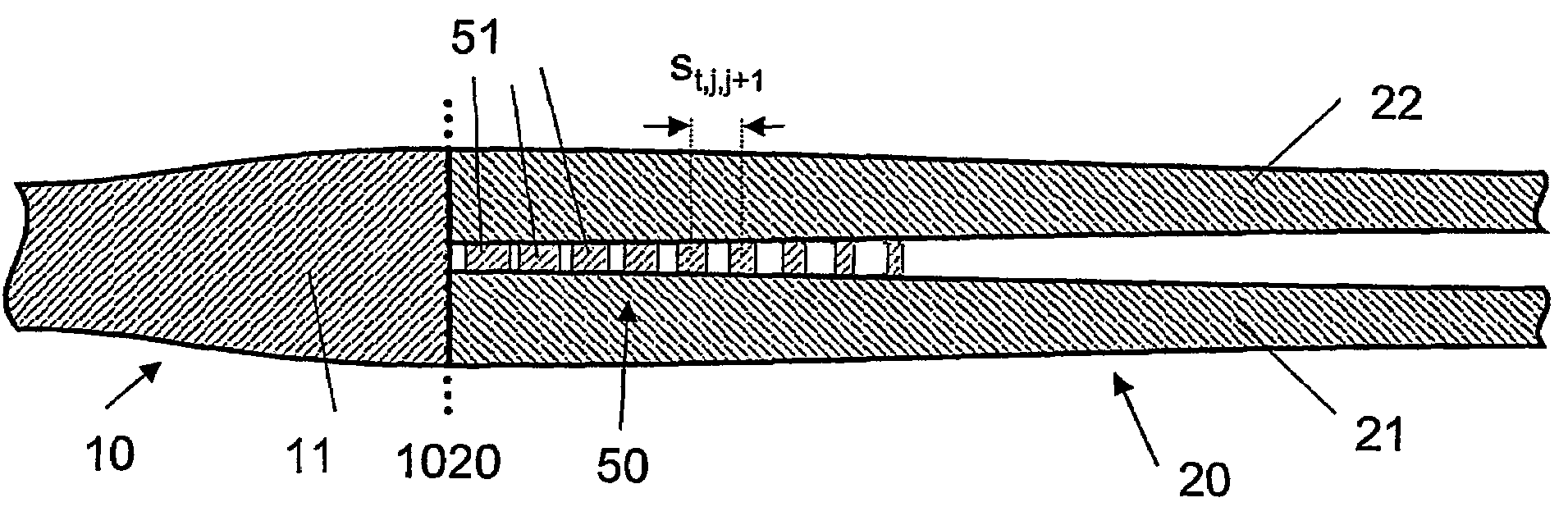Integrated optics spot size converter and manufacturing method