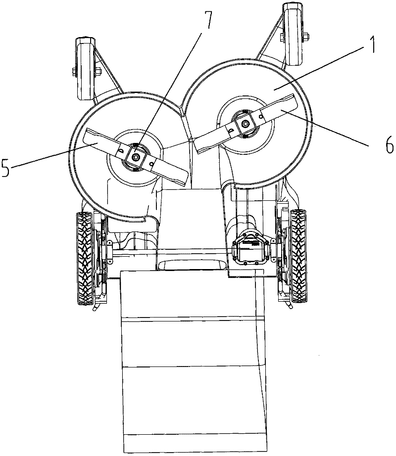 Double-blade mowing device