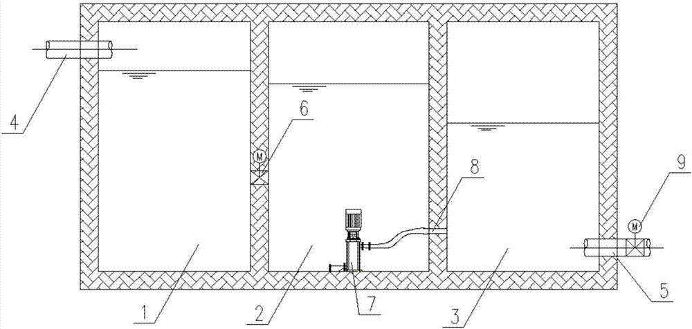 Pool for primary treatment on domestic sewage and domestic sewage primary treatment method