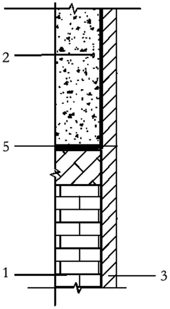 Method of preventing connecting part between concrete structure and rear filling wall from being cracked