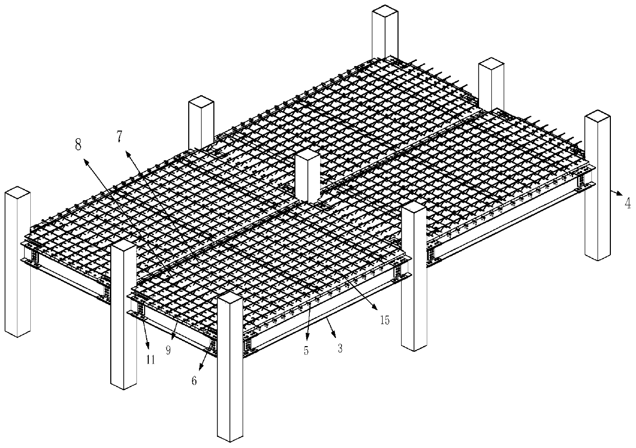 Steel beam-concrete composite floor slab combined assembly system