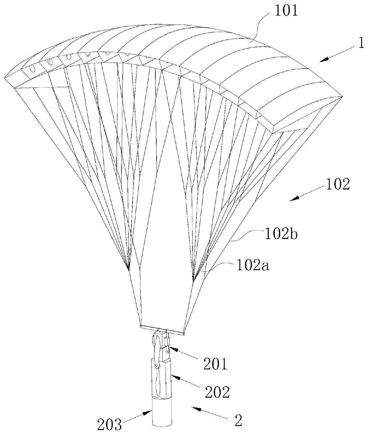 Parafoil aircraft applicable to cylindrical space loading
