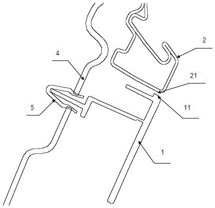 A lap joint structure between the trim part of the front door triangular window and the sheet metal of the window frame