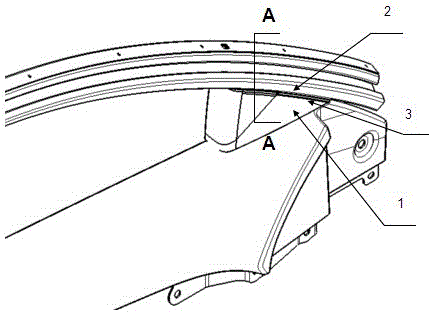 A lap joint structure between the trim part of the front door triangular window and the sheet metal of the window frame