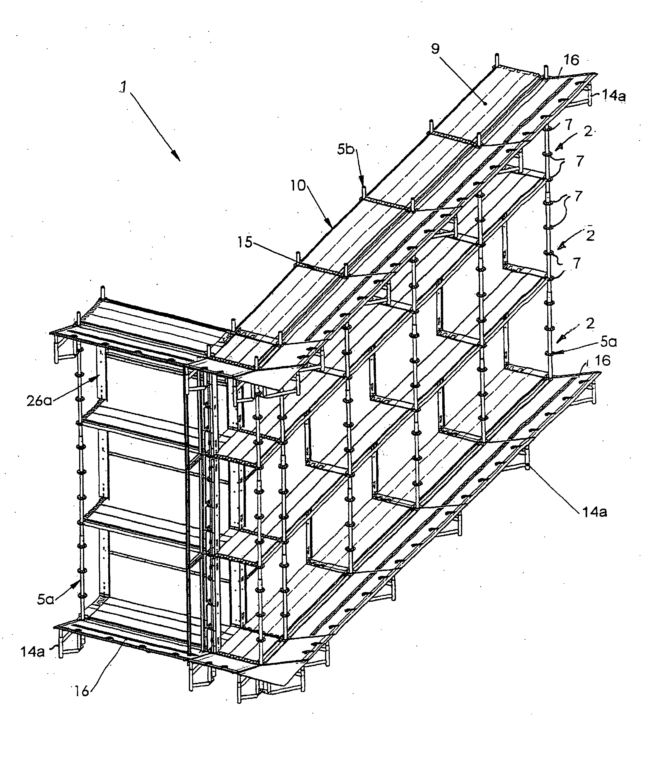 Enclosed scaffolding assembly