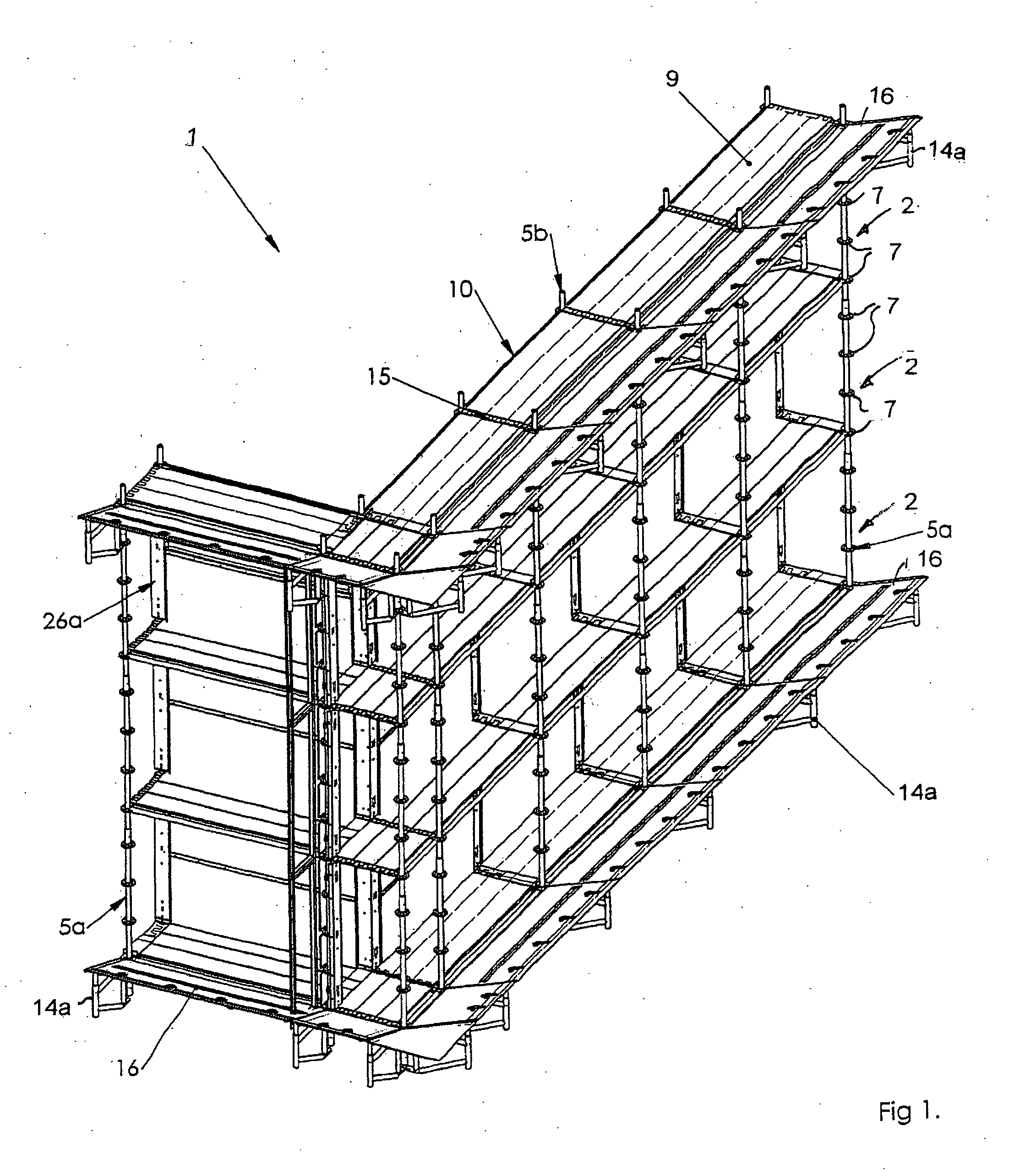 Enclosed scaffolding assembly