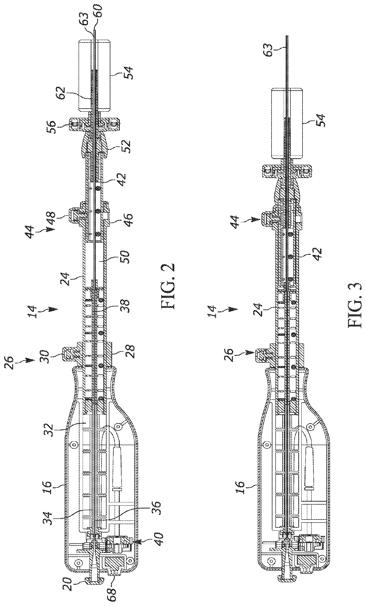 Telescoping needle assembly with rotating needle