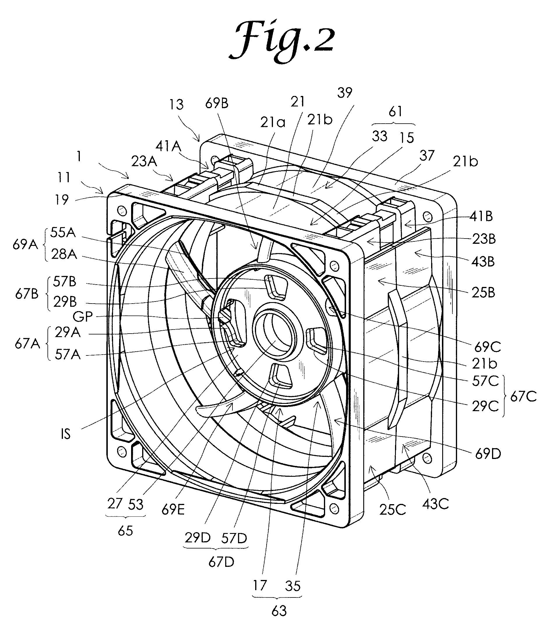 Counter-rotating axial-flow fan