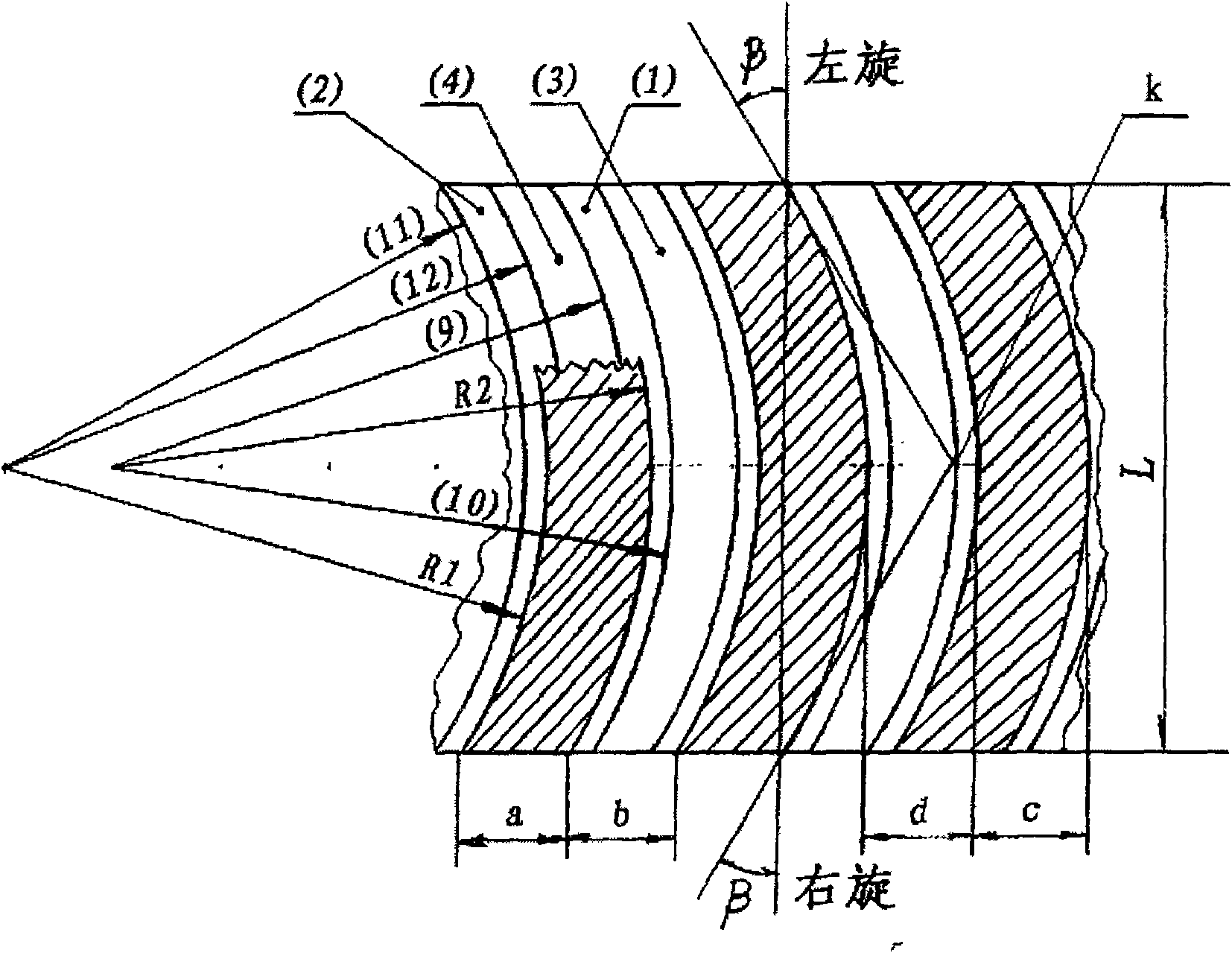 Arc spiral cylindrical gear and arc rack