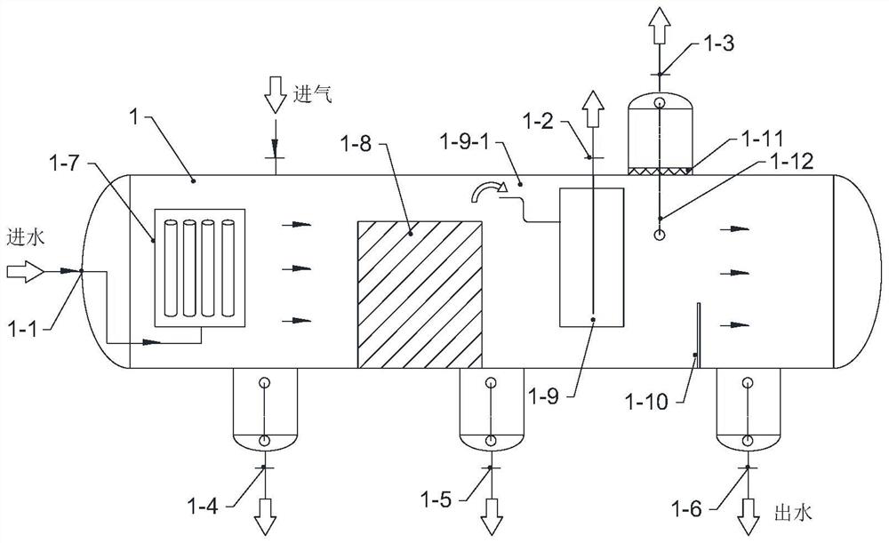 Phenol-ammonia wastewater treatment device and process for degassing and grading treatment of light oil and heavy oil