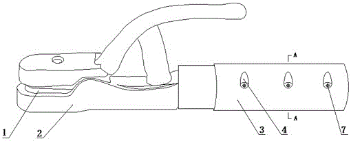 Fastening electrode holder provided with two half portions