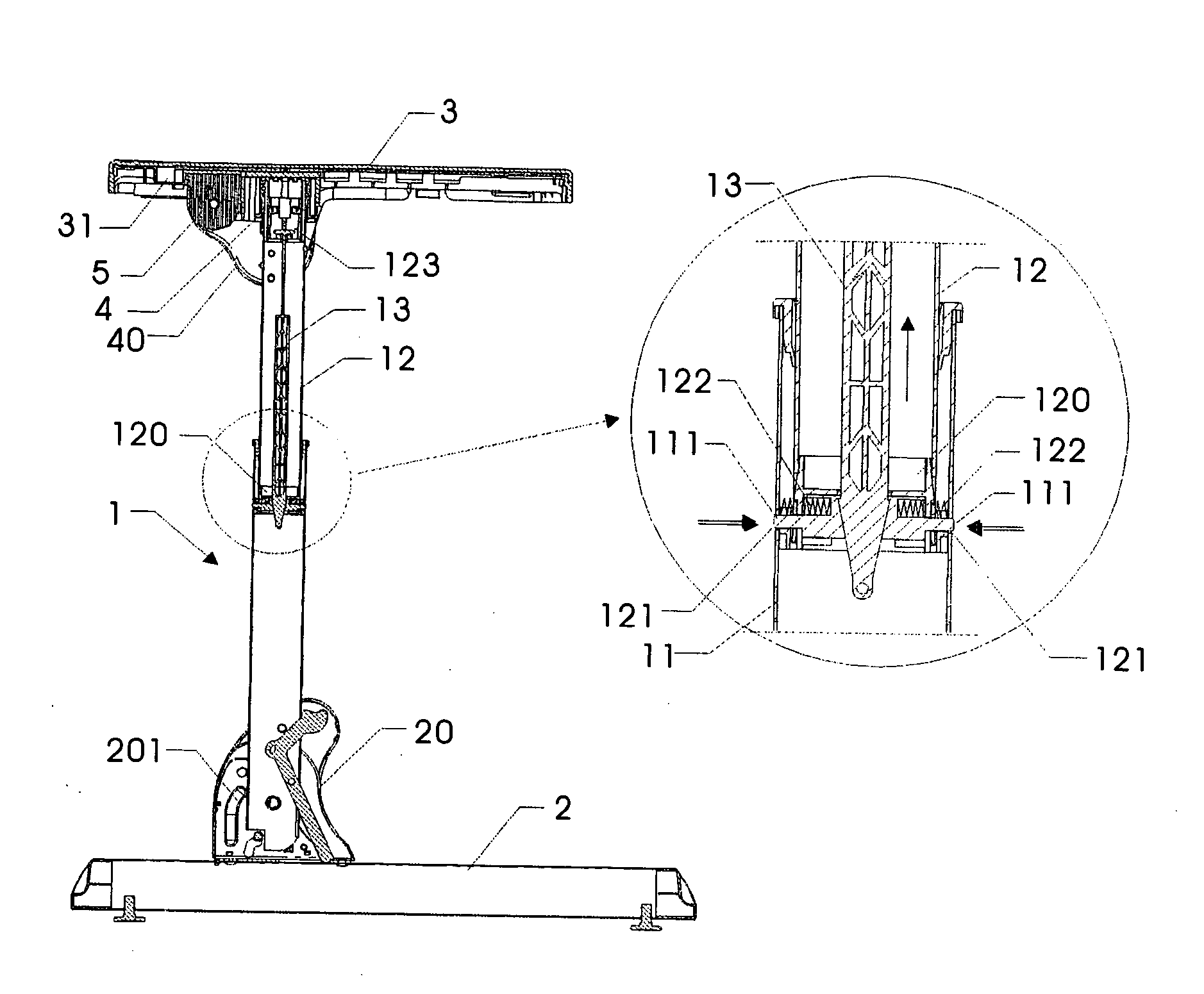 Telescopic and foldable table