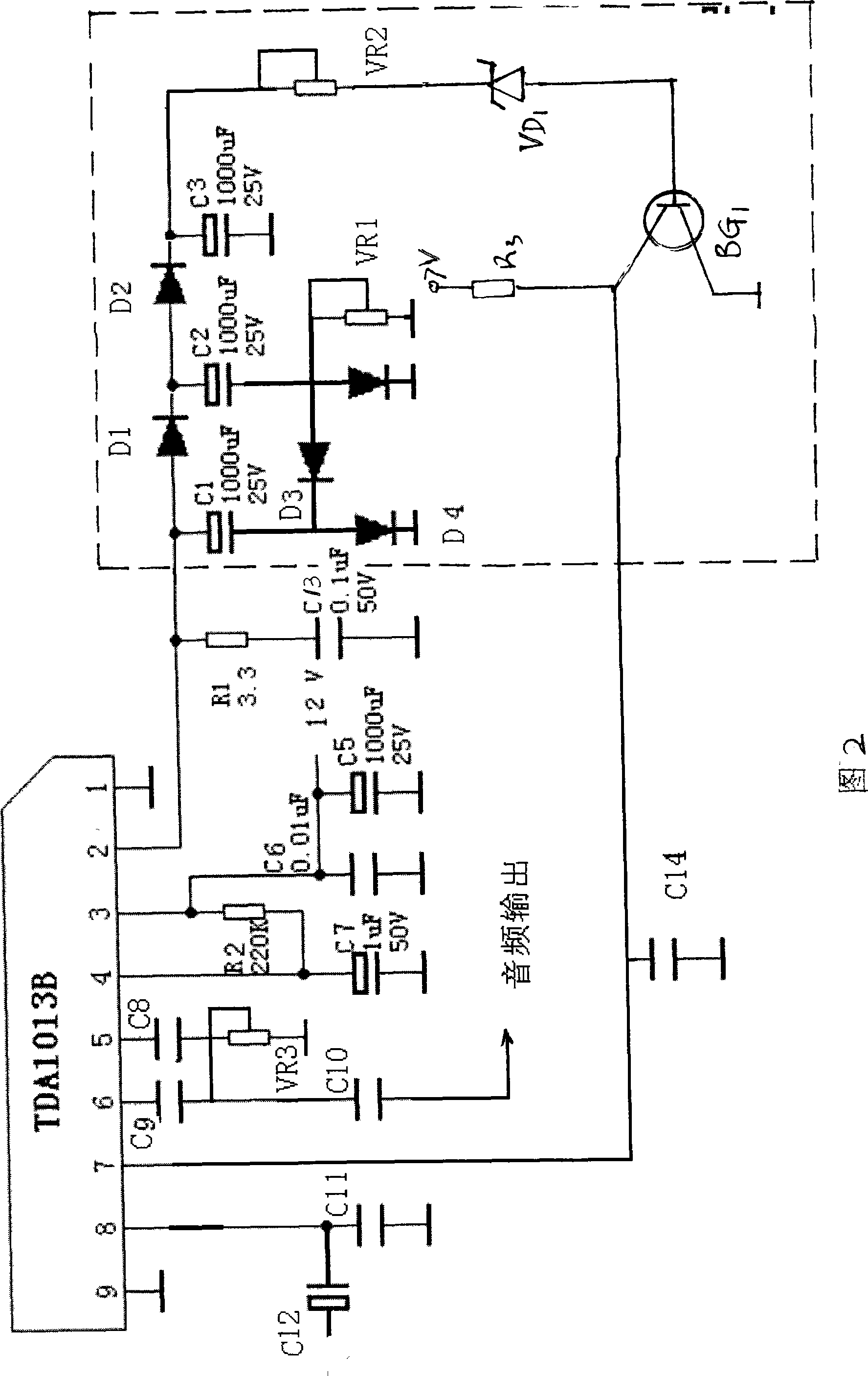 Accompanying sound balance circuit between TV receiver channels