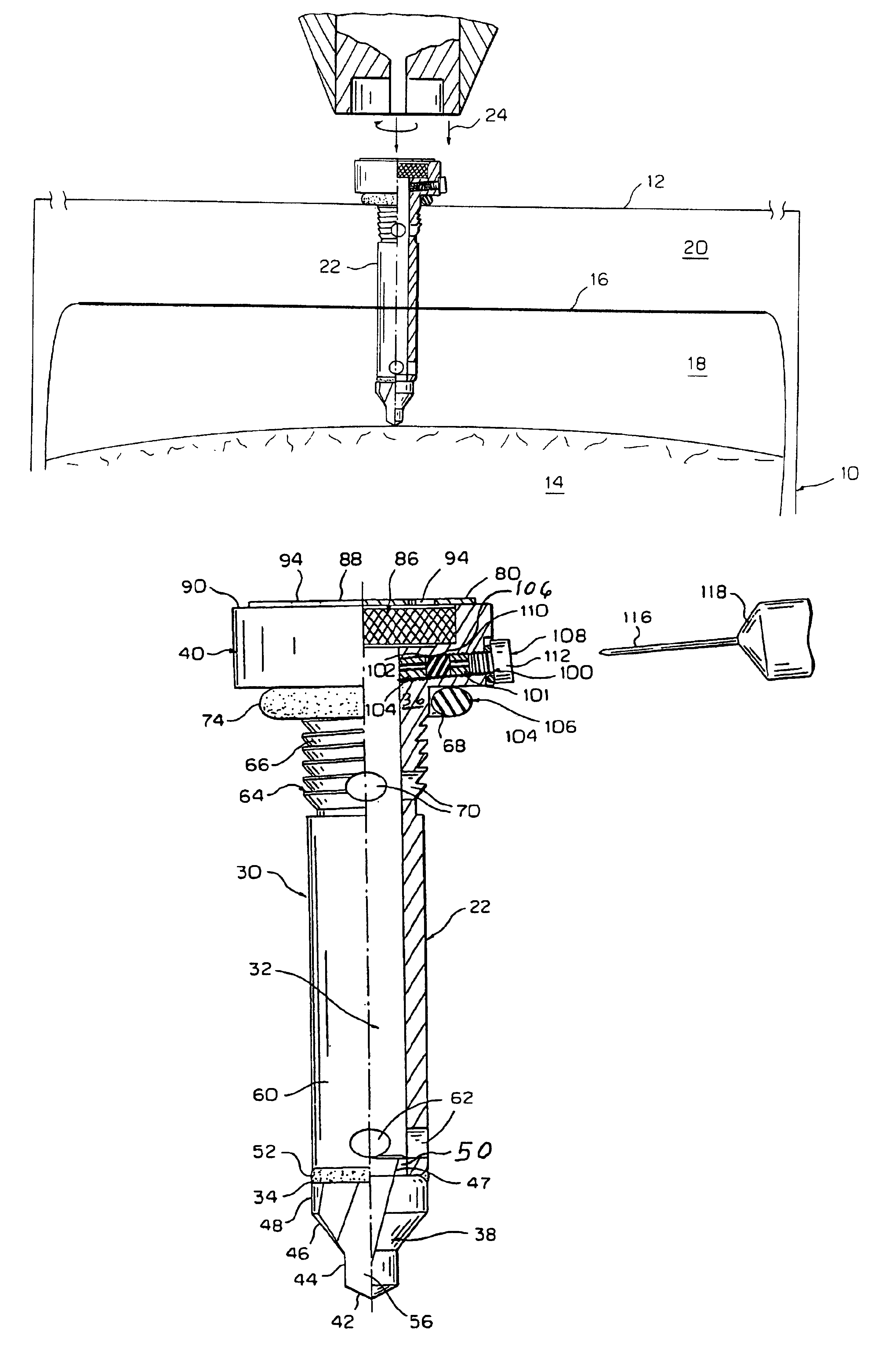 Probe with integral vent, sampling port and filter element