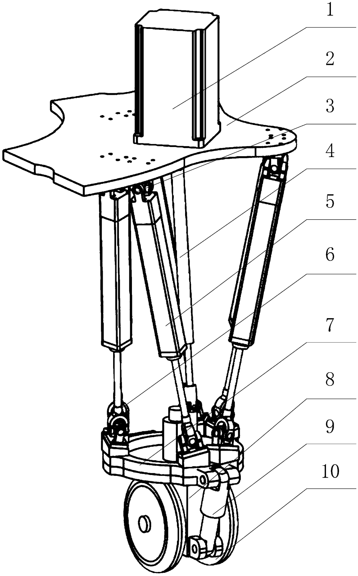 Parallel compliant wheel foot device for wheeled robot