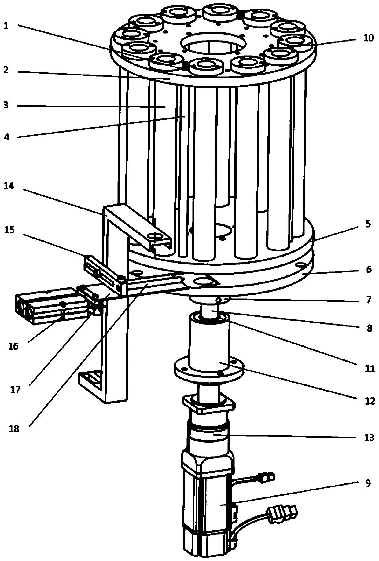 Bottle unscrambler device applied to nuclear waste liquid sample bottles