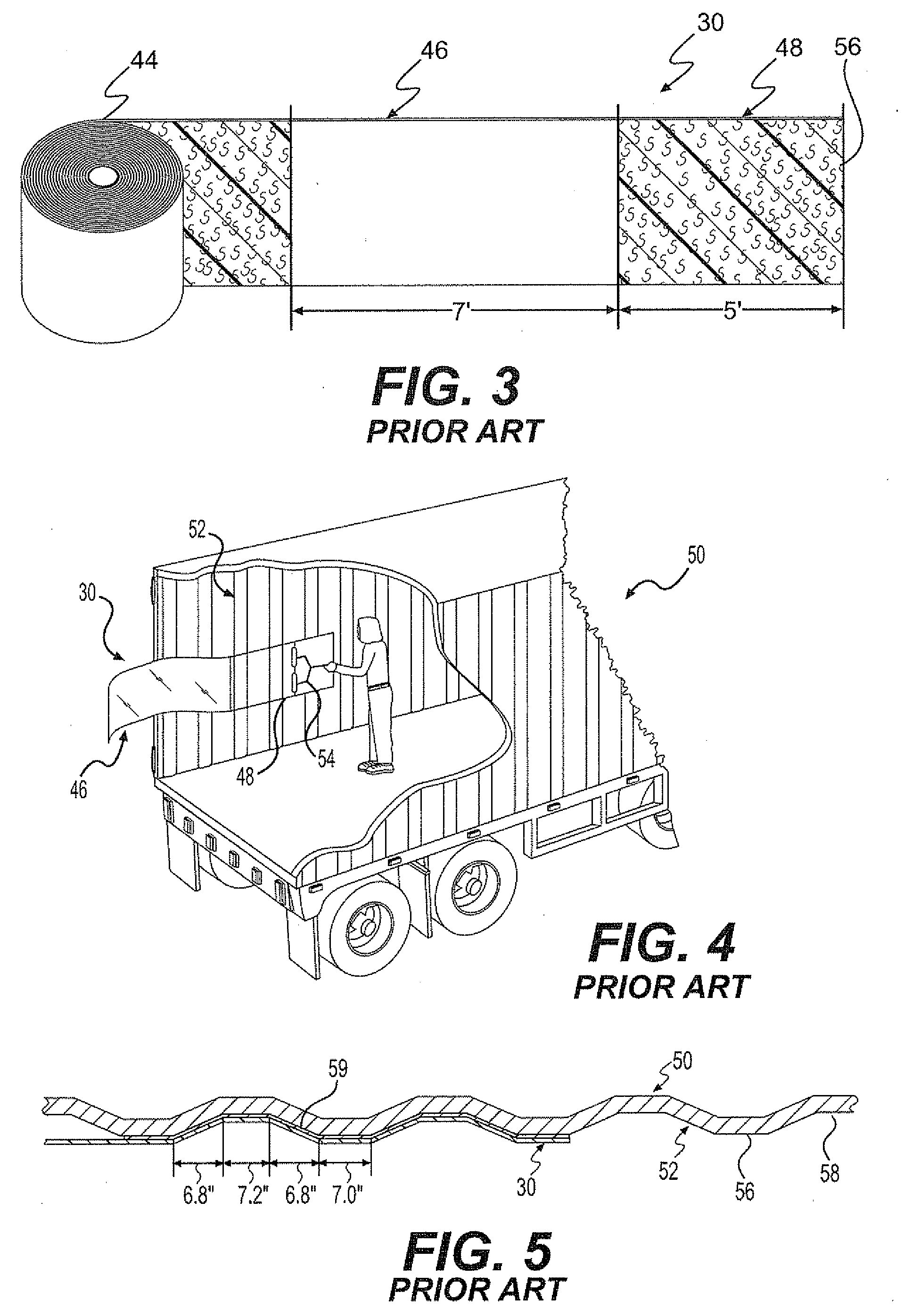 Cargo restraint system and method with enhanced peel strength