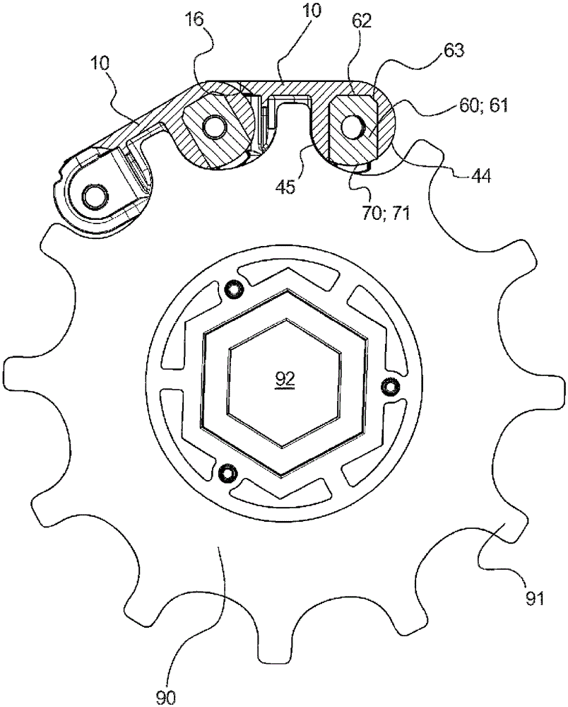 Chain links with hinge and fork segments separated by sliding segments