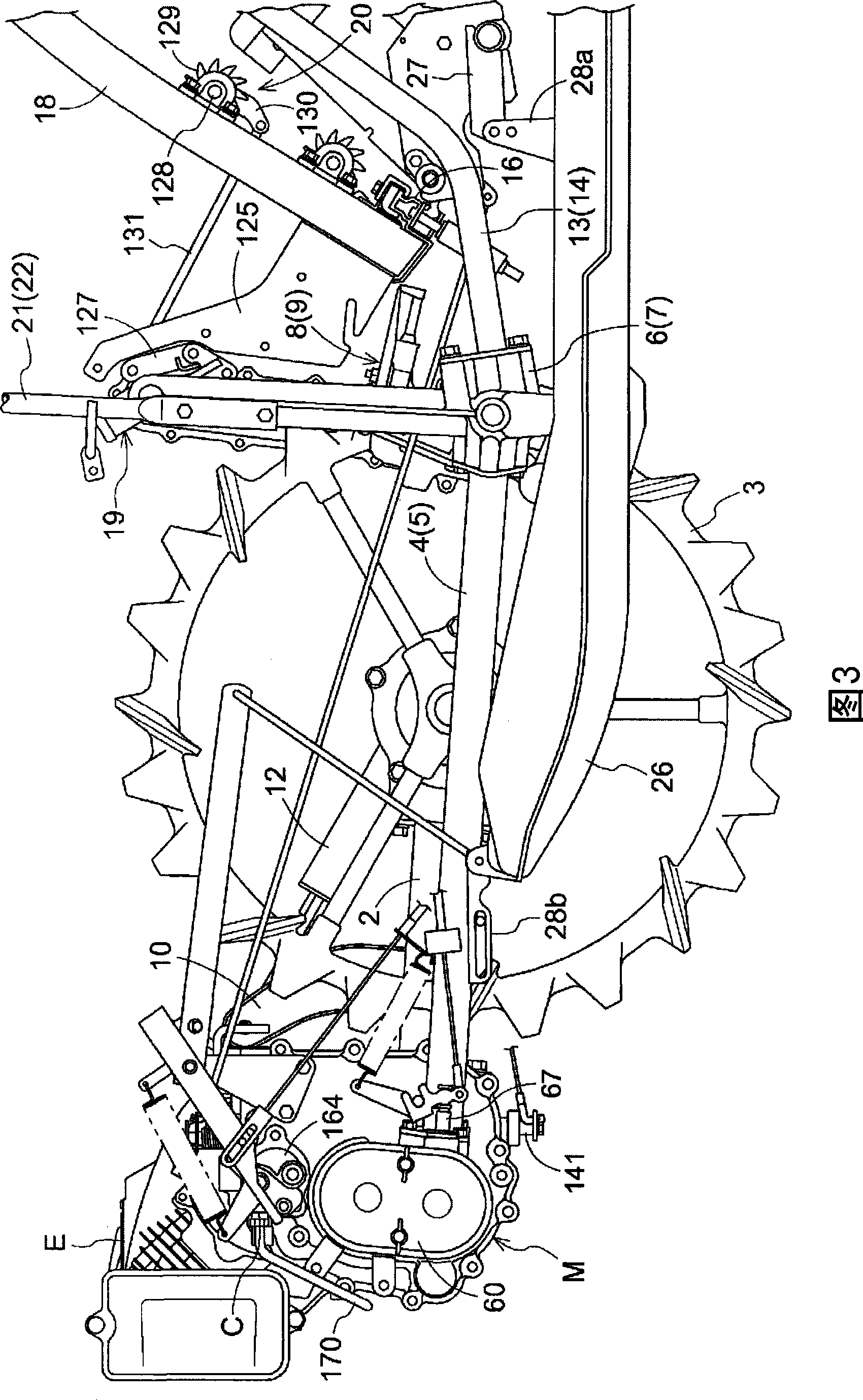 Transmission mechanism of walk-behind type paddy-field work machine