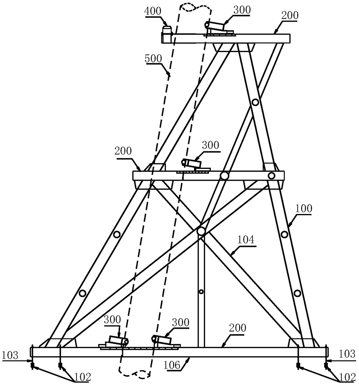 A multi-level guide bracket for oblique insertion and driving of ultra-long diameter piles