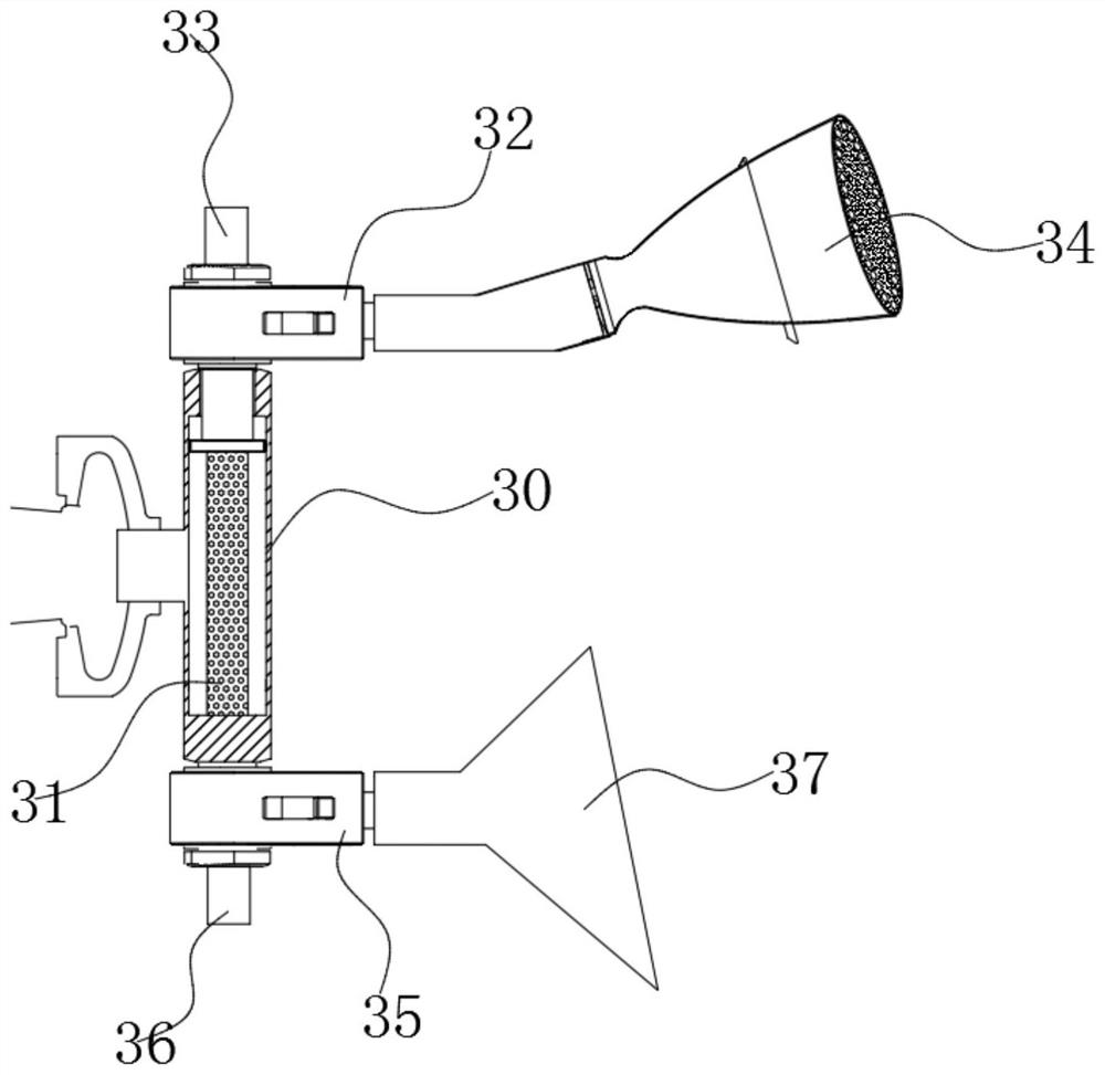 Dedusting and spraying device for constructional safety engineering