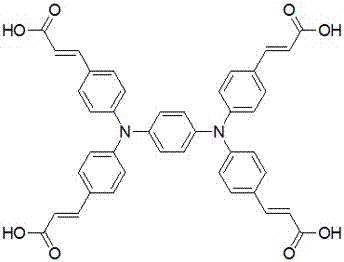 Synthesizing method for tetracarboxylic acid N,N,N',N'-tetra (4-carboxyl vinyl phenyl)-1,4-phenylenediamine