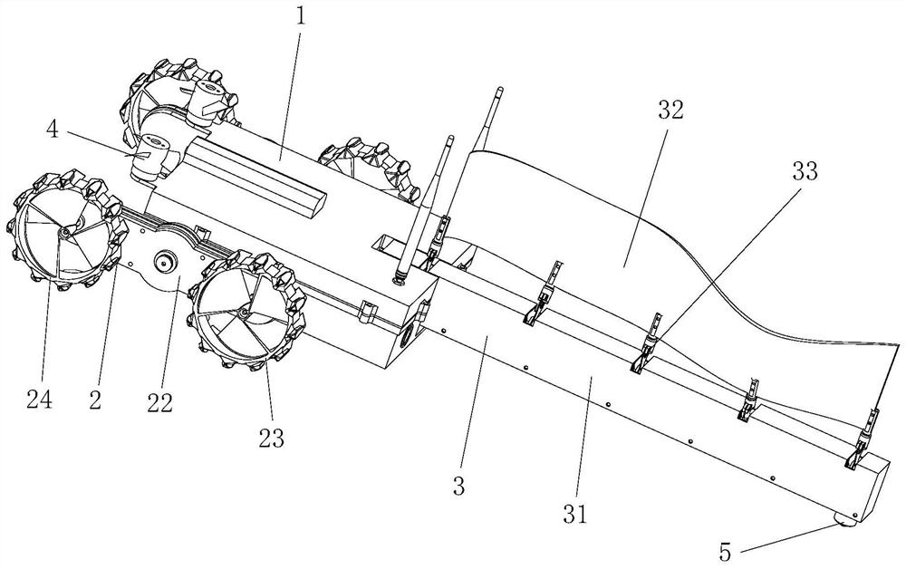 Amphibious robot with wheel fin structure