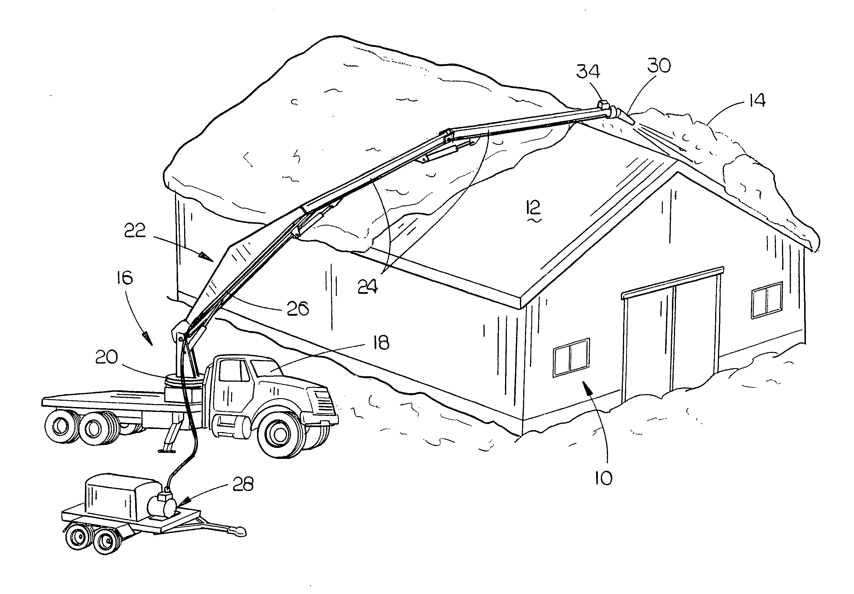 Method and means for removing snow from the roof of a building