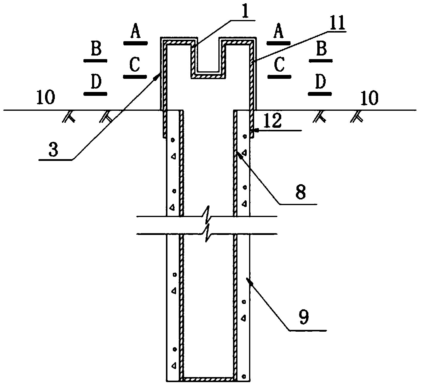 Rectangular dual-type self-infiltrating reverse-filtering recharge well mouth device