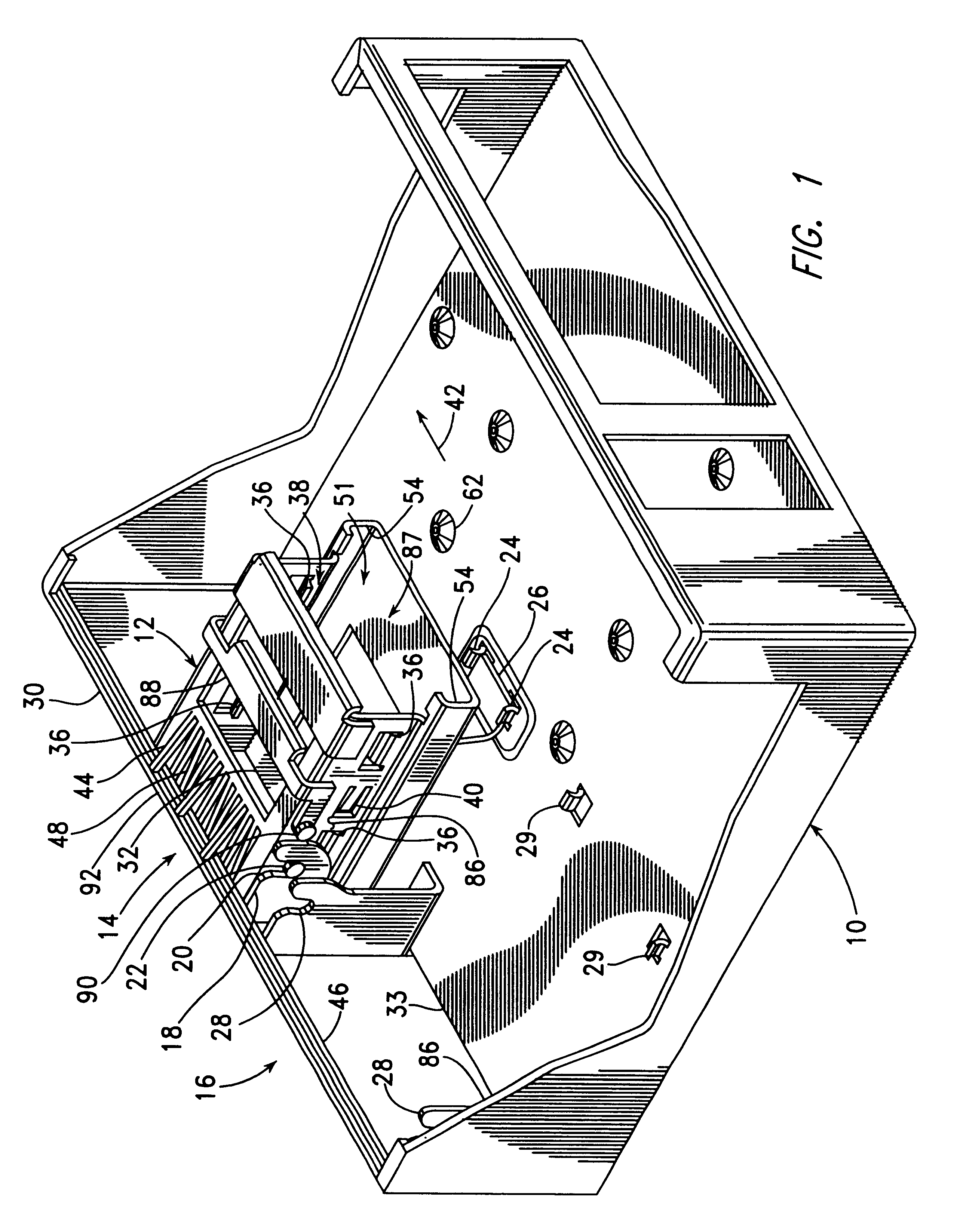 Removable structures for mounting computer drive devices, pivotable between operating and service positions
