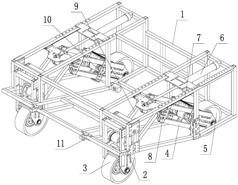 A wheel-leg composite fast step-up chassis suitable for mobile robots