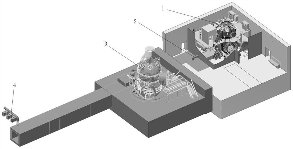 Vacuum system for simulating large dust distribution environment of moon