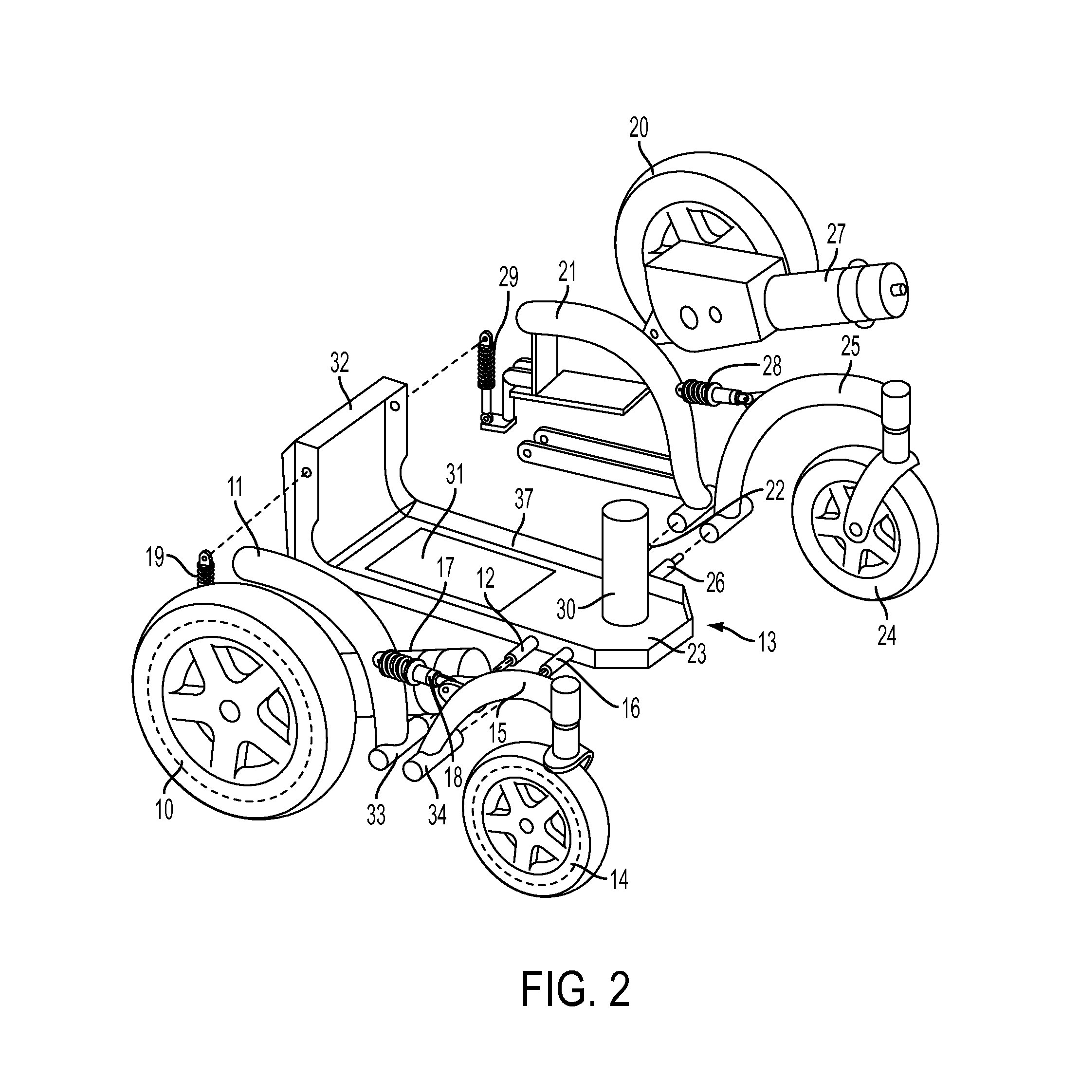 Wheelchair with suspension arms