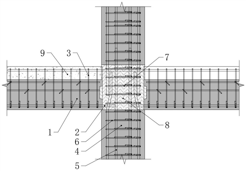 Fabricated beam-column connecting joint and construction method thereof