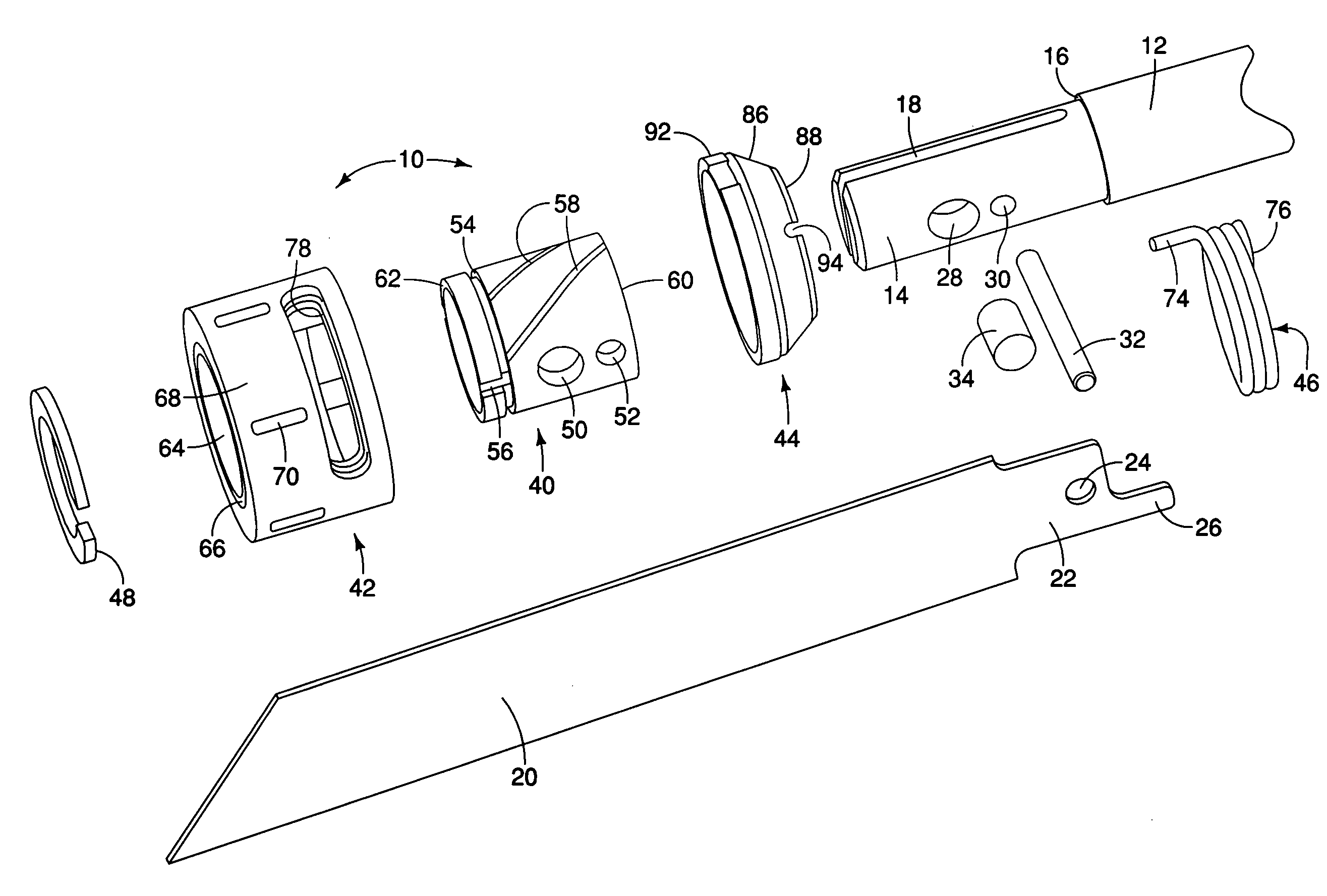 Clamping apparatus for a reciprocating tool