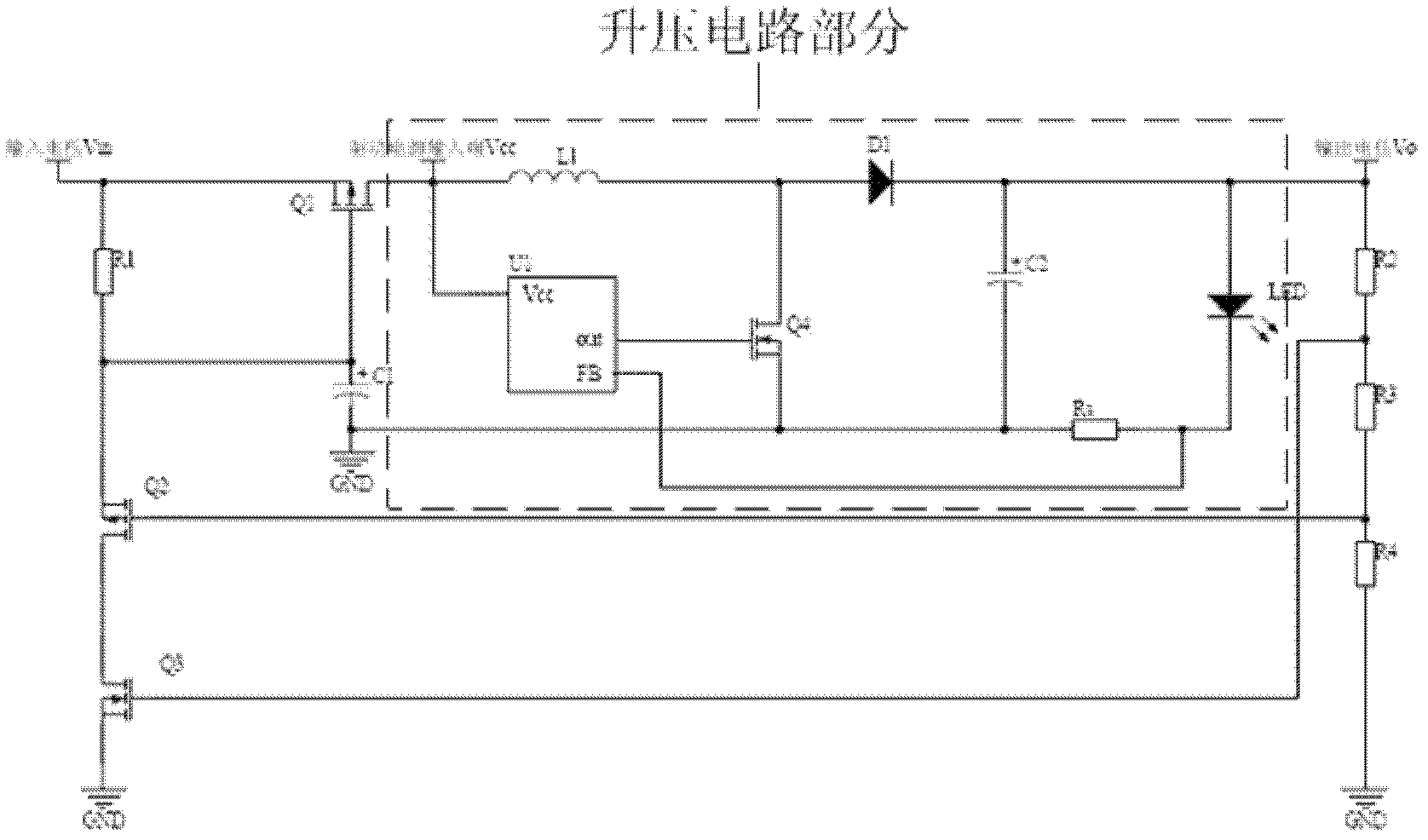 Recoverable protective circuit of boosting LED (light emitting diode) driving power supply and design method of recoverable protective circuit