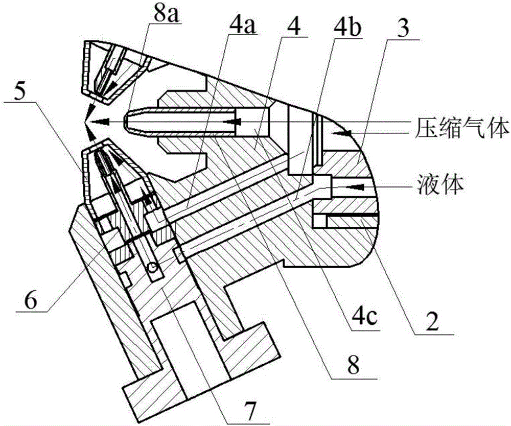 Secondary atomization two-phase flow nozzle
