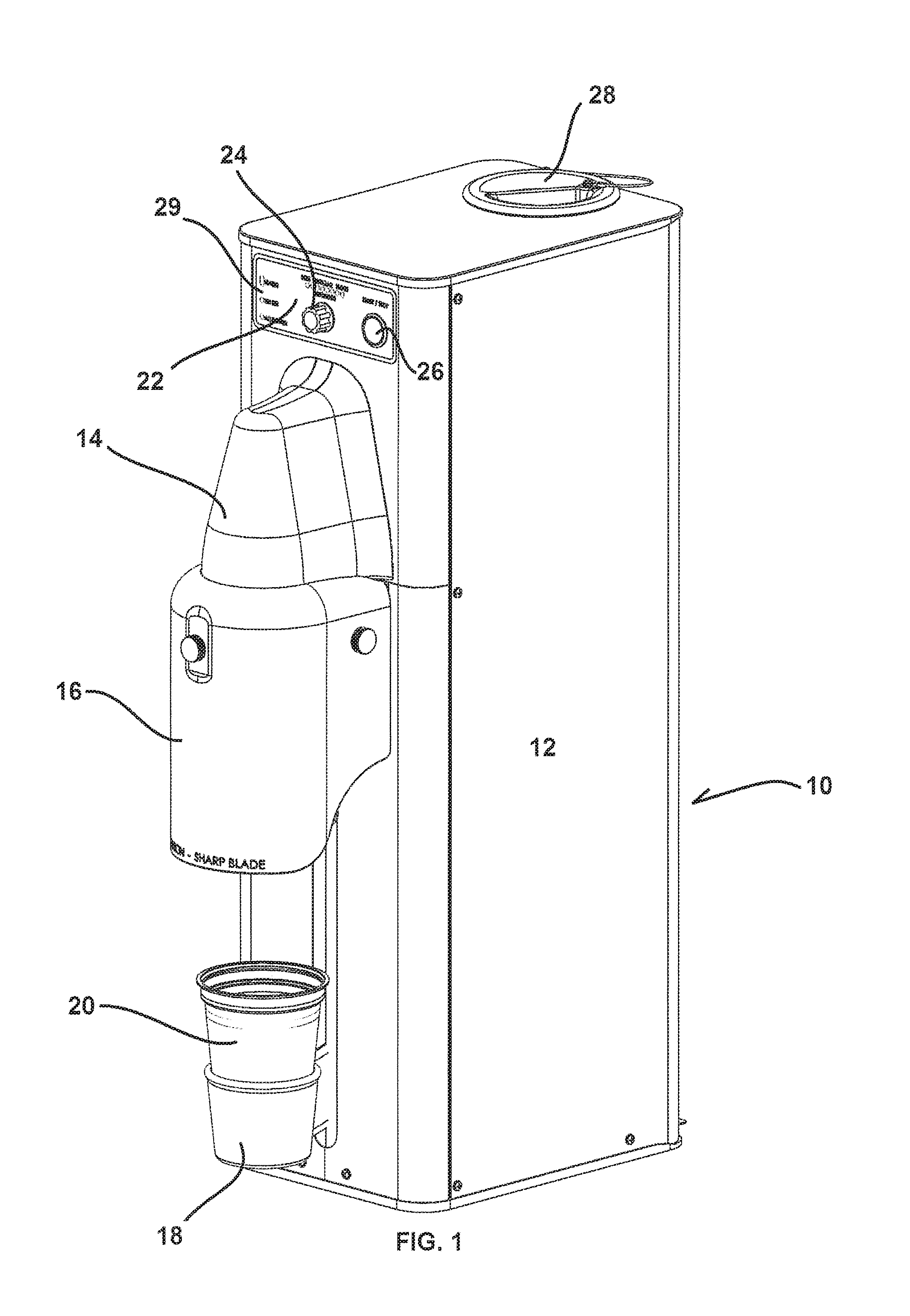 Blender with removable spindle and monitored reservoir