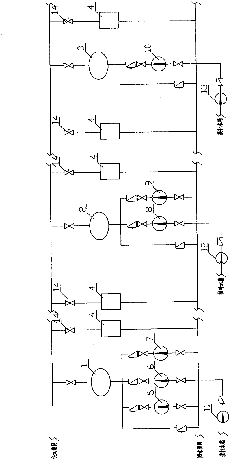 Multi-heat source annular pipe network power transmission system, system configuration method and operation mode