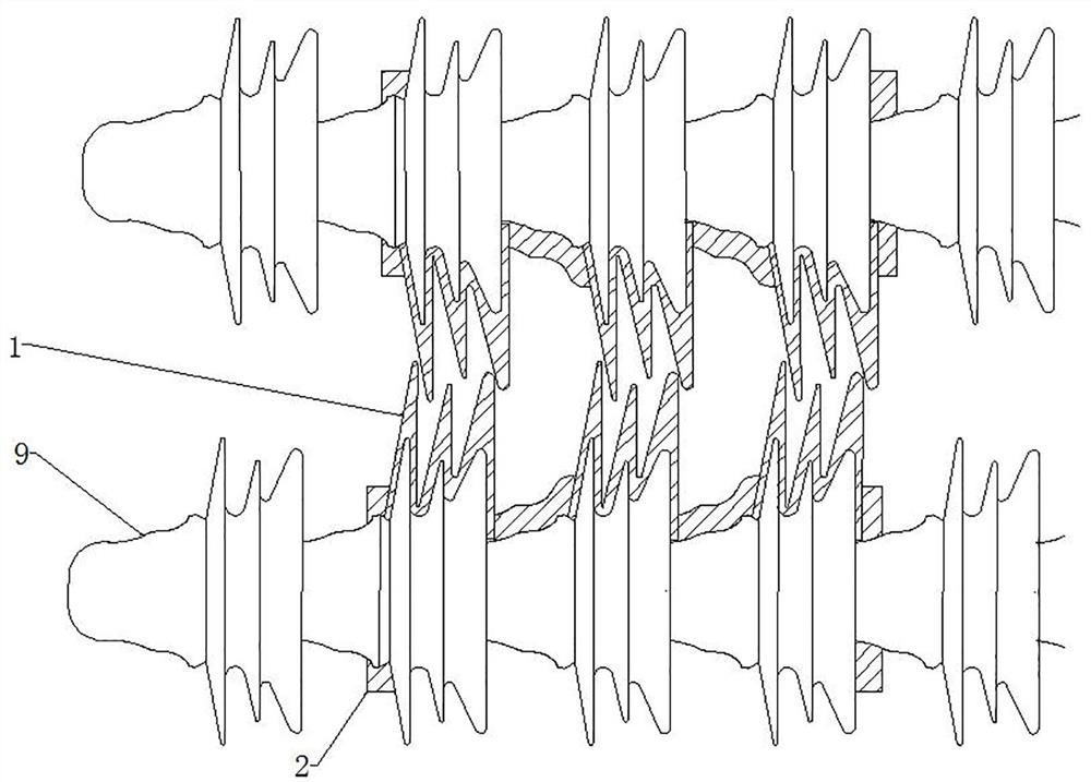 Anti-collision damping umbrella skirt of insulator