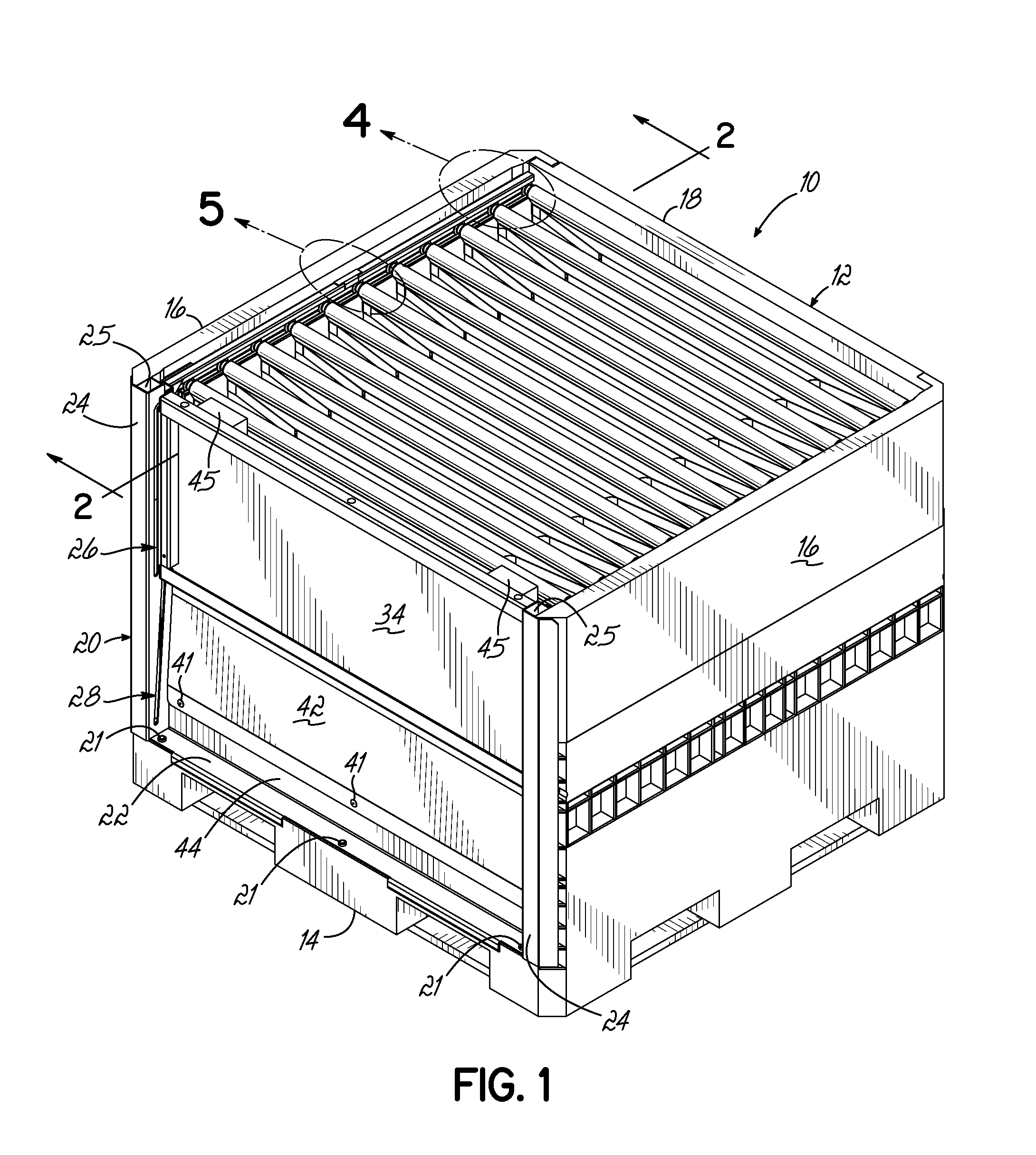 Container Having Movable Dunnage Supports For Supporting Dunnage and Movable Door