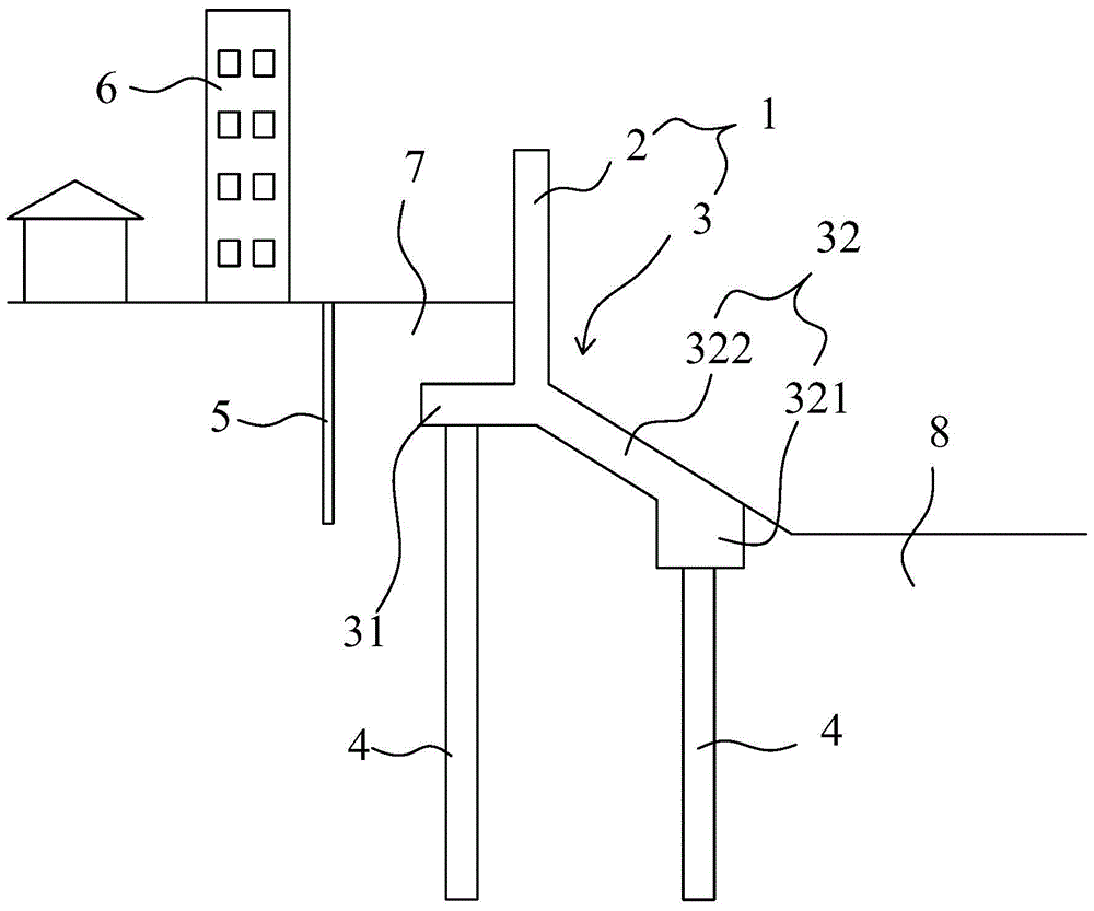 A flood control wall with a small land area and a wide range of applications