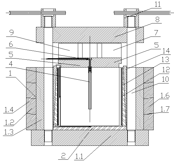 Large-size dry hot rock in-situ fracturing test device