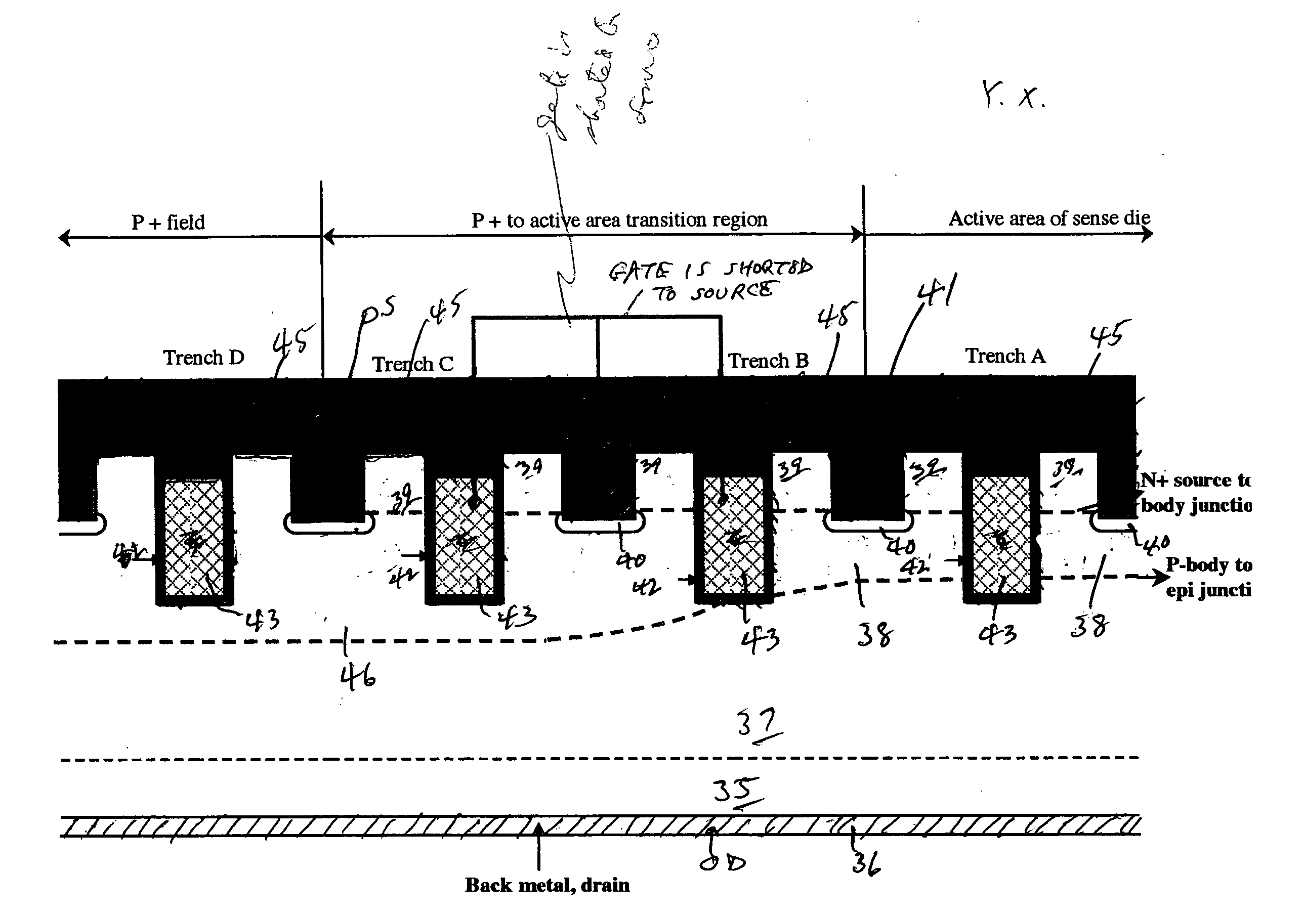 Current sense trench type MOSFET with improved accuracy and ESD withstand capability