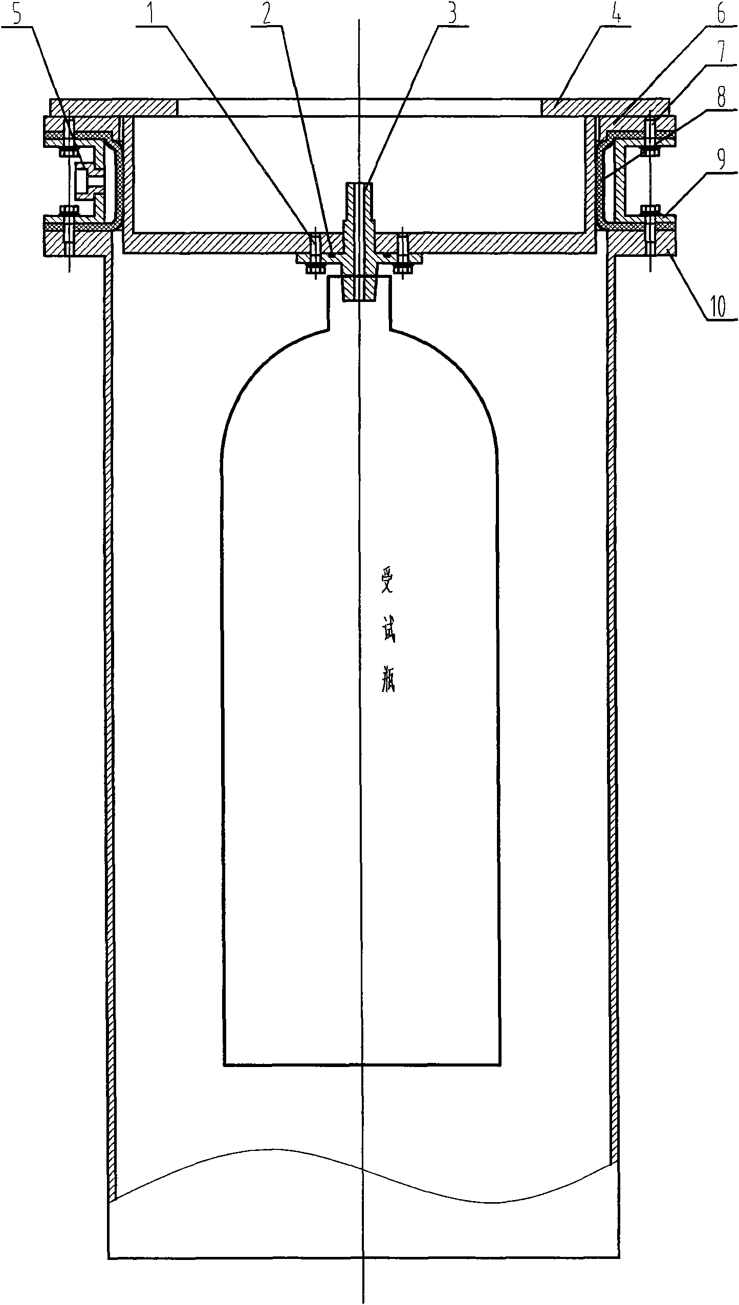 Water jacket and air bag type sealing device for hydraulic test of air bottle outside measuring method