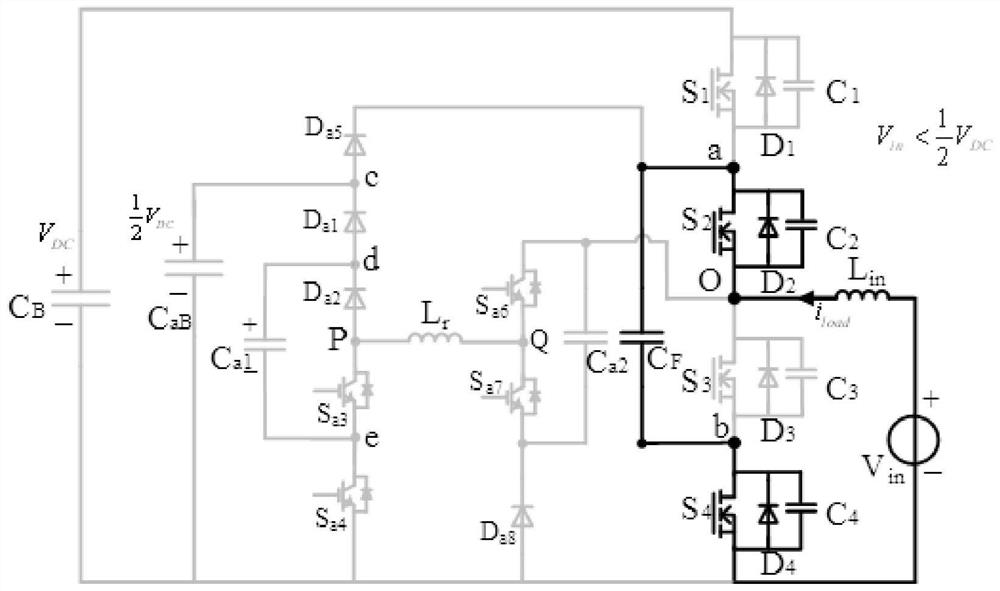 Capacitive voltage division soft switching inverter for current conversion action point bias voltage switching