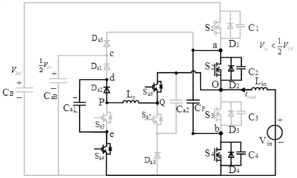 Capacitive voltage division soft switching inverter for current conversion action point bias voltage switching