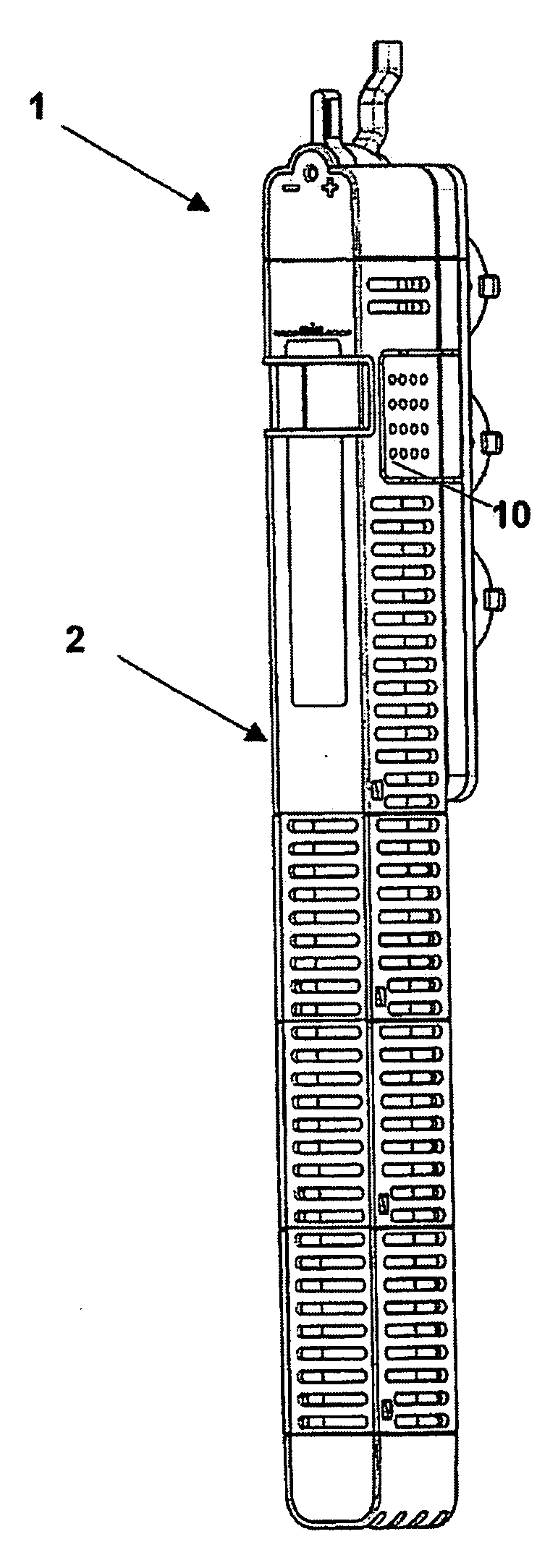 Accessory device assembly for an aquarium, particularly heater assembly